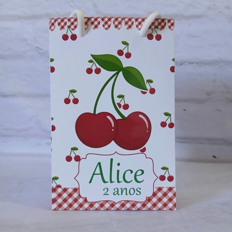 Sacolinha Cerejinha| Cereja| Lembrancinha Personalizada| Festa Infantil| Aniversário