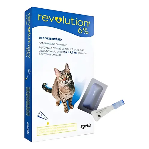 Detalhes do Antipulgas Revolution 6% Gatos 2,6 A 7,5Kg Zoetis