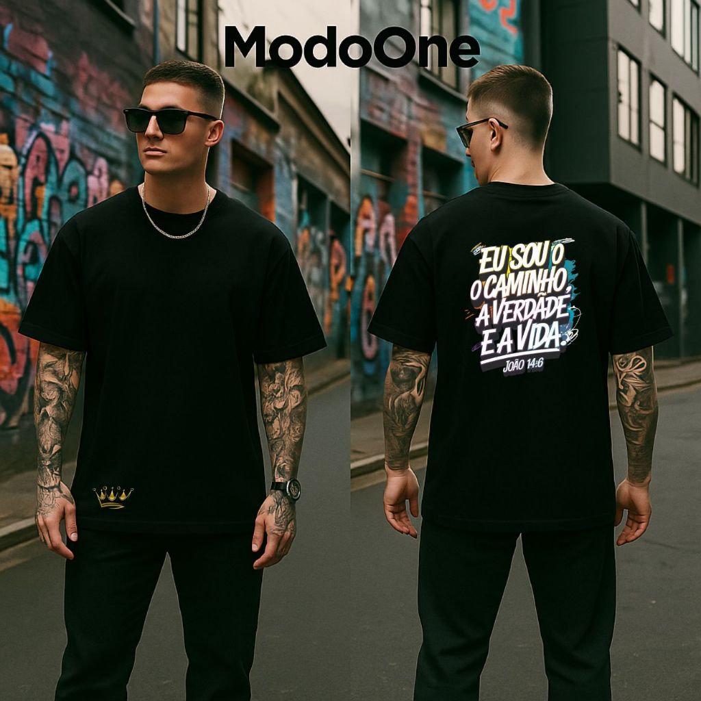 Kit 3 Camisetas Religiosa/Jesus King Estampada Salmos Cristã 100% Algodão Unisex Varias estampas