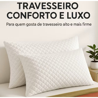 Kit 2 Travesseiros Antialérgicos Altos Premium 50x70 em Oferta na Shopee