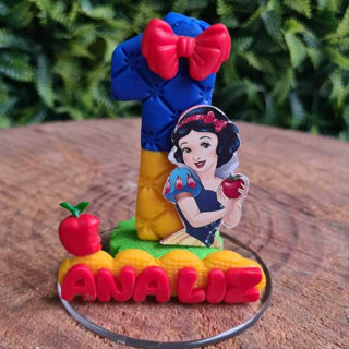 Vela da Branca de Neve Aniversário Biscuit Princesa Disney Números Decoração Festa, COM NOME em Oferta na Shopee