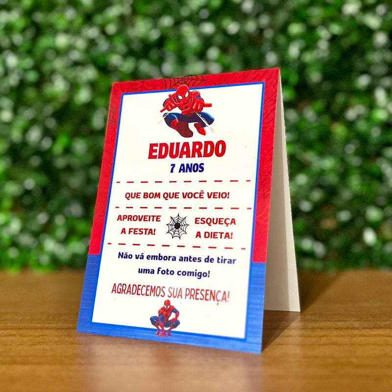 Centro de Mesa Homem Aranha - Plaquinha de Mesa para Aniversário Homem Aranha