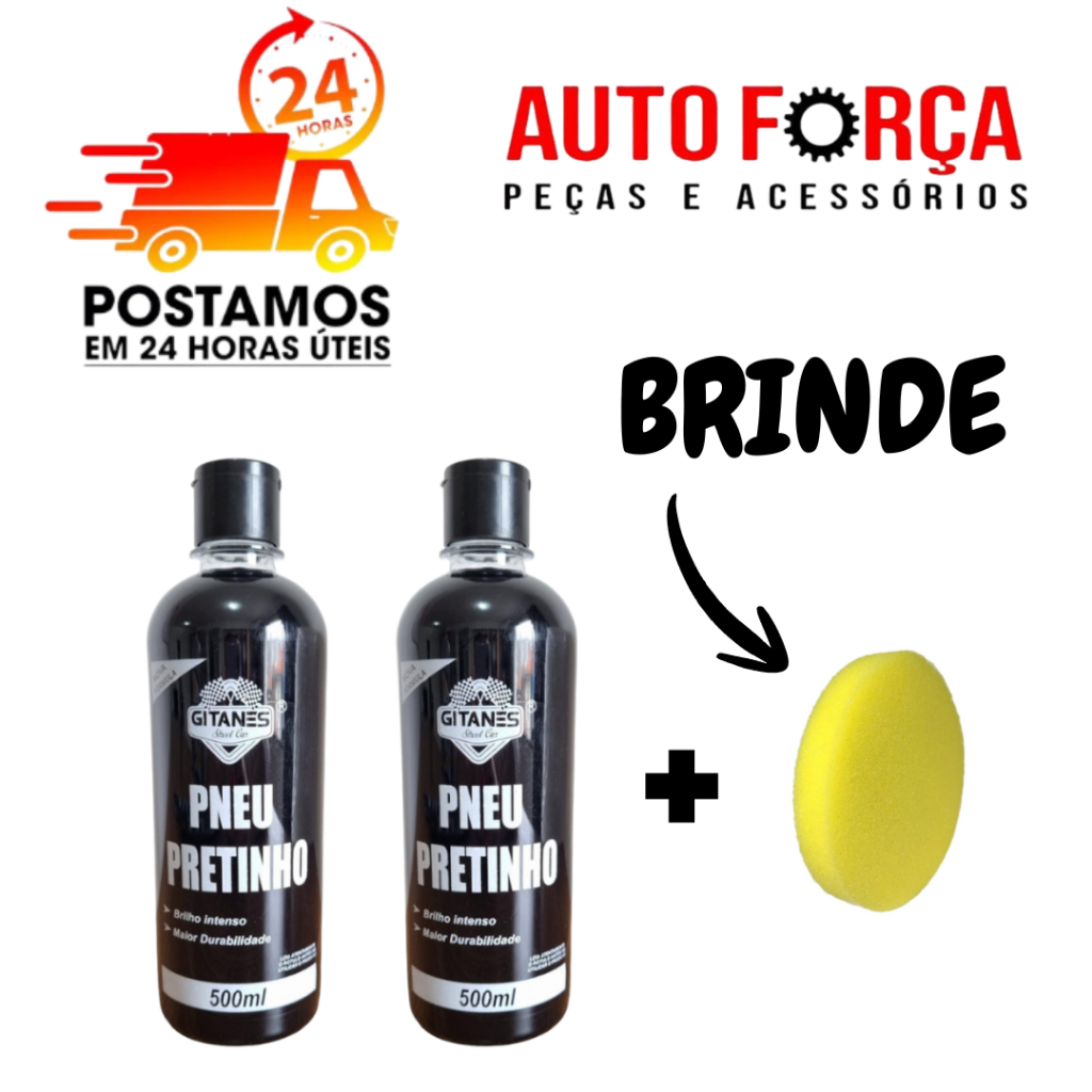 KIT COM 2 PRETINHO LIMPA PNEU CARRO E MOTO GITANES 500ML +1 ESPONJA BRINDE em Oferta na Shopee