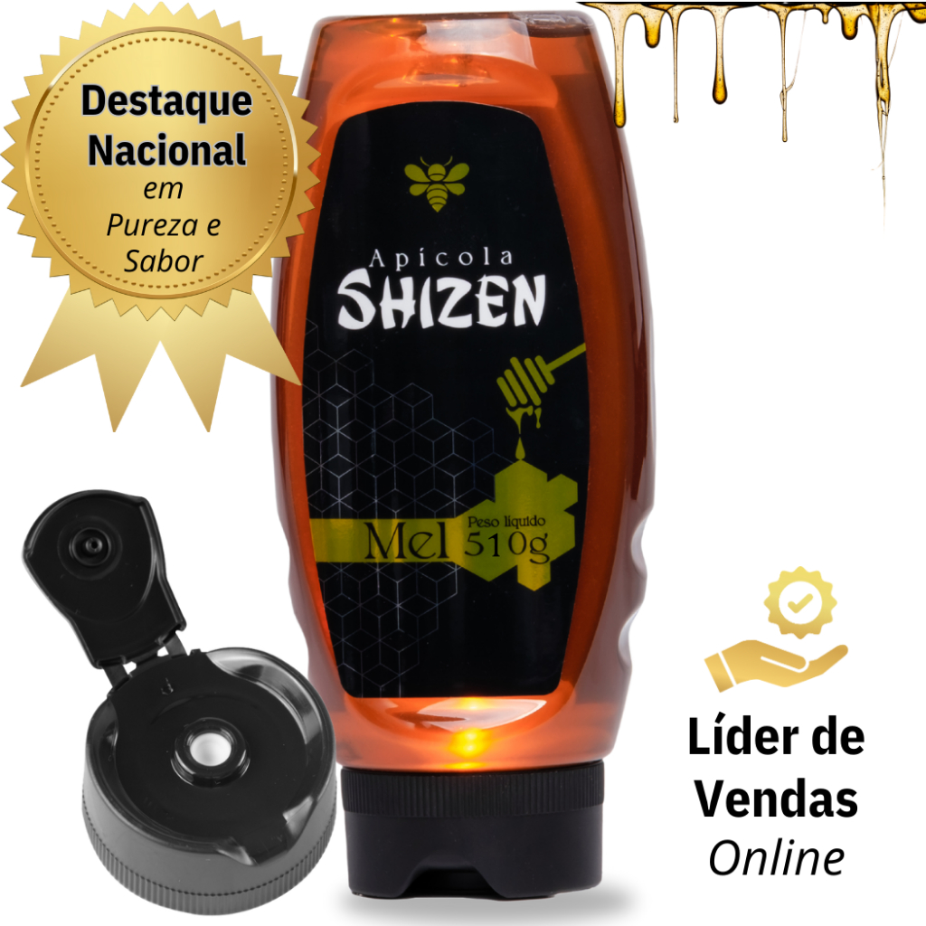 Mel de Abelhas 510g | Apícola Shizen | 100% Puro e Natural | Válvula Corta-Pingo  | Florada Silvestre Premium  | Gourme
