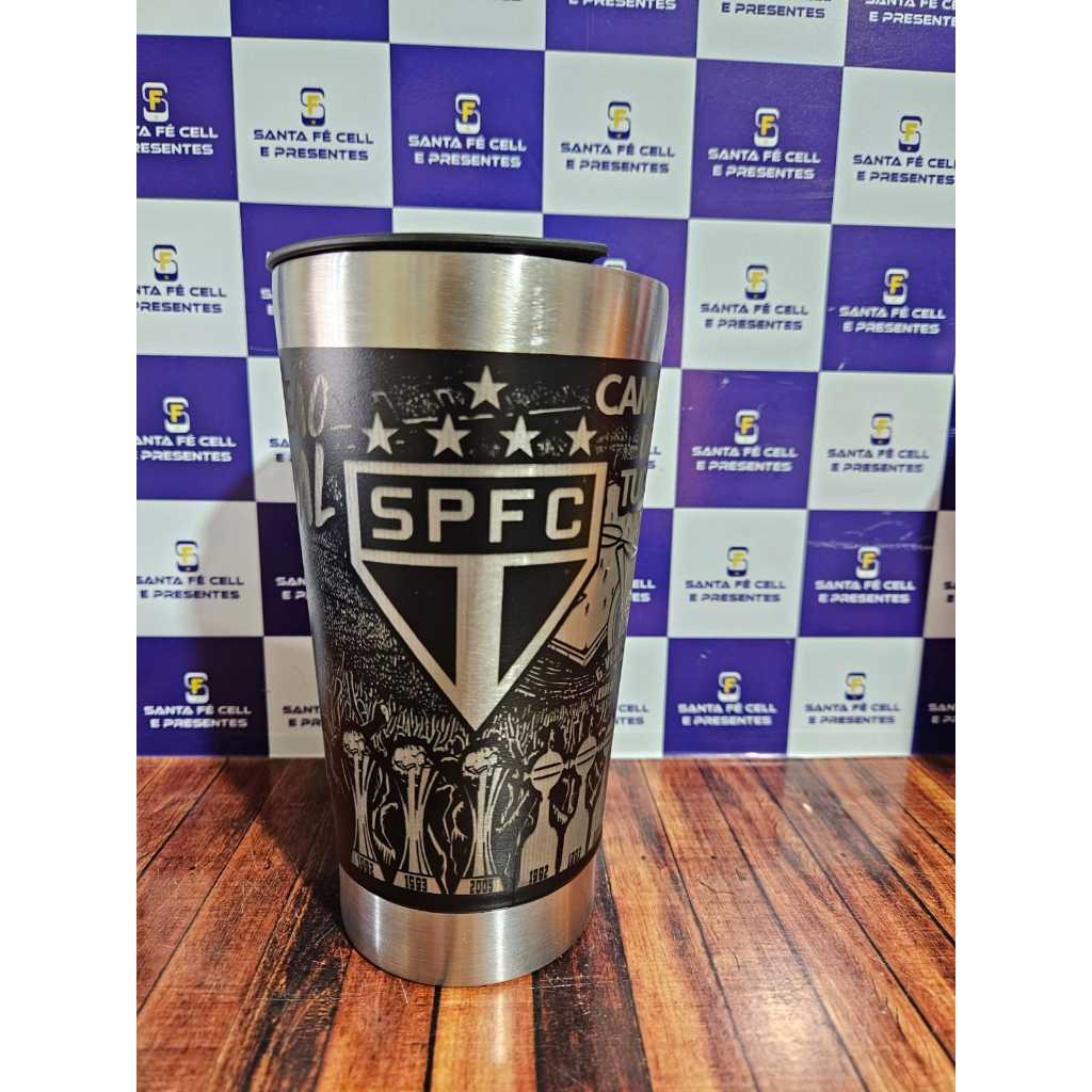 Copo Térmico 473ml São Paulo jog com Tampa e Abridor Personalizado Gravação a Laser 360° Inox em Oferta na Shopee