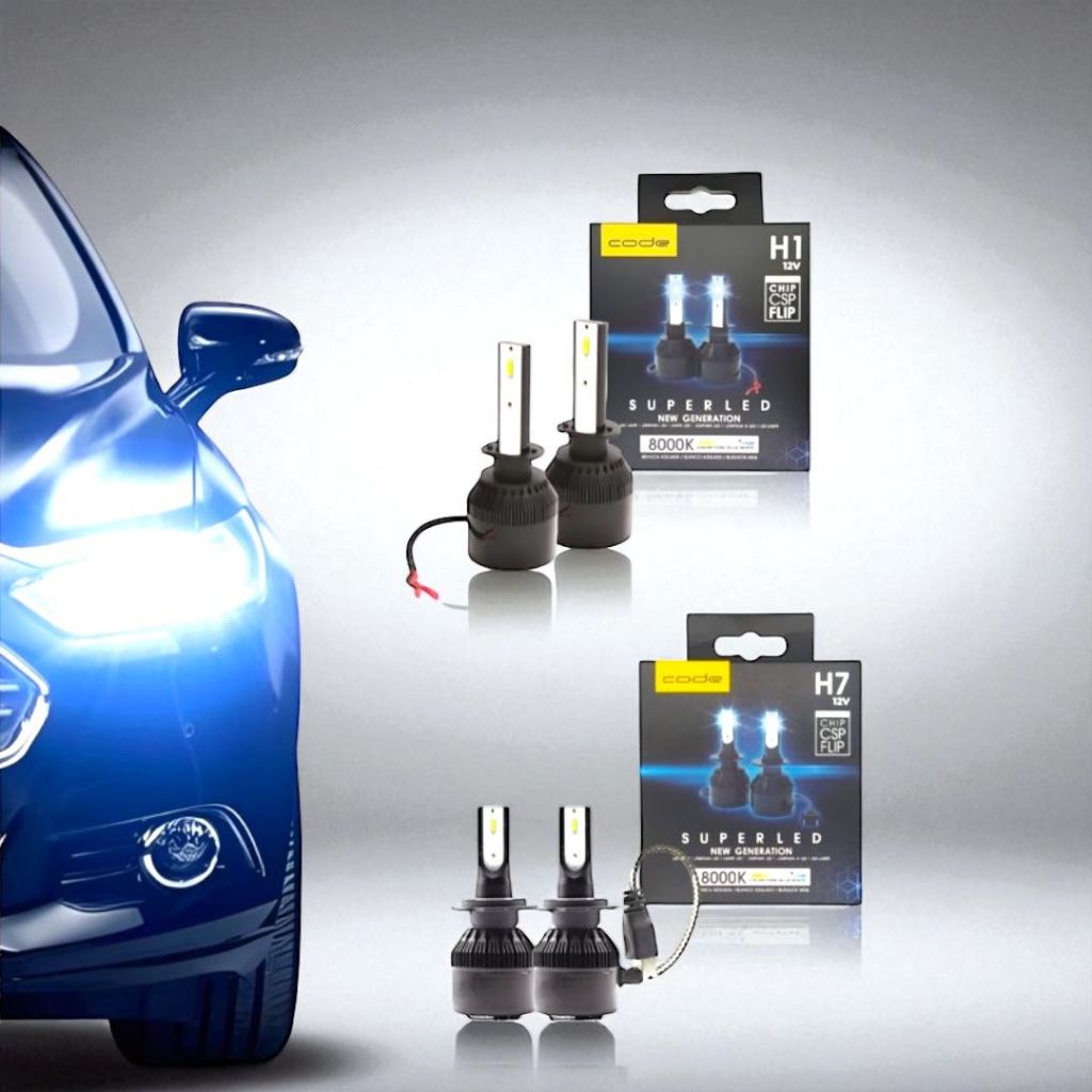 Kit Lampada H1 H7 Super led 8000K Farol Auto/Baixo Code
