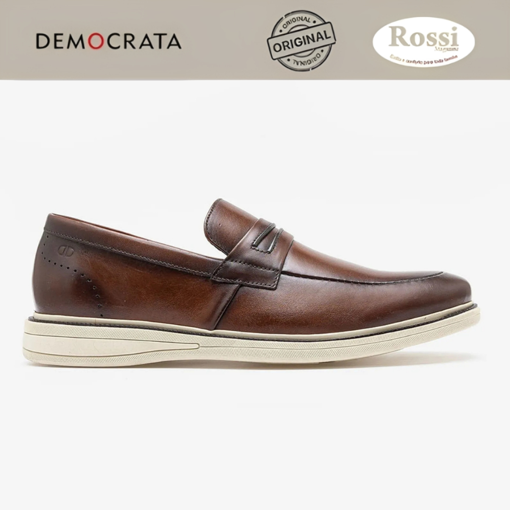 Sapato Masculino Mocassim Democrata Couro Legítimo Conforto Casual Social 273103