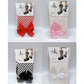 Meia arrastão 3/4 com laço infantil em Oferta na Shopee