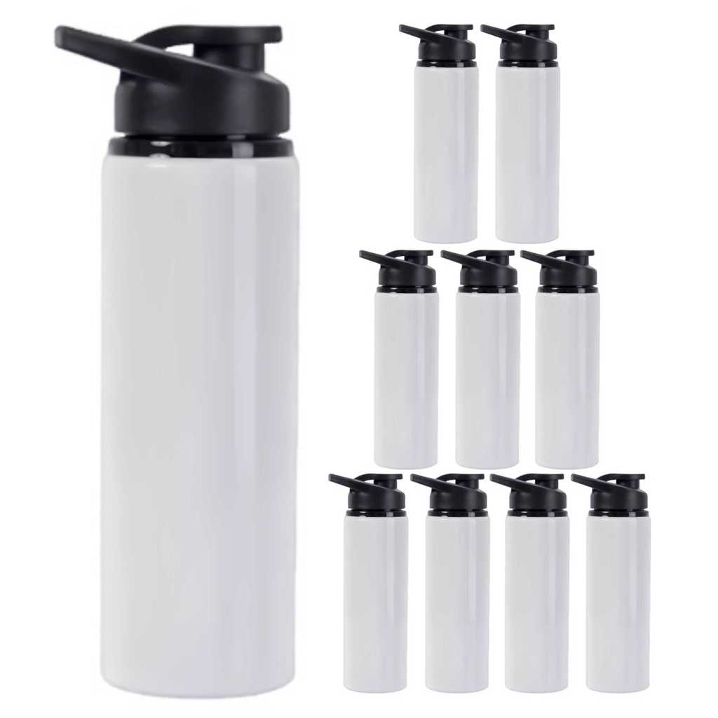 Kit 10 Garrafas Squeeze Para sublimação Alumíno Branco 750 ML em Oferta na Shopee