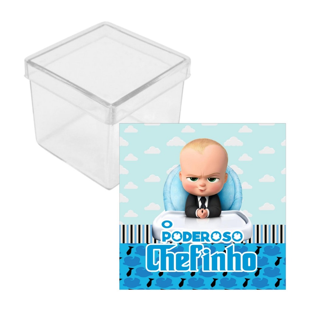Adesivo + Caixa Acrílica Poderoso Chefinho 5cm - Acrílico Decoração Aniversário Lembrancinha