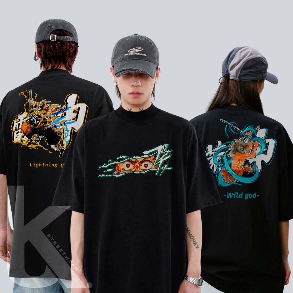 Kit 3 Camisetas Oversized Streetwear Exclusiva Anime Lançamento Malha Premium Demon Slayer Kimetsu no Yaiba Casual