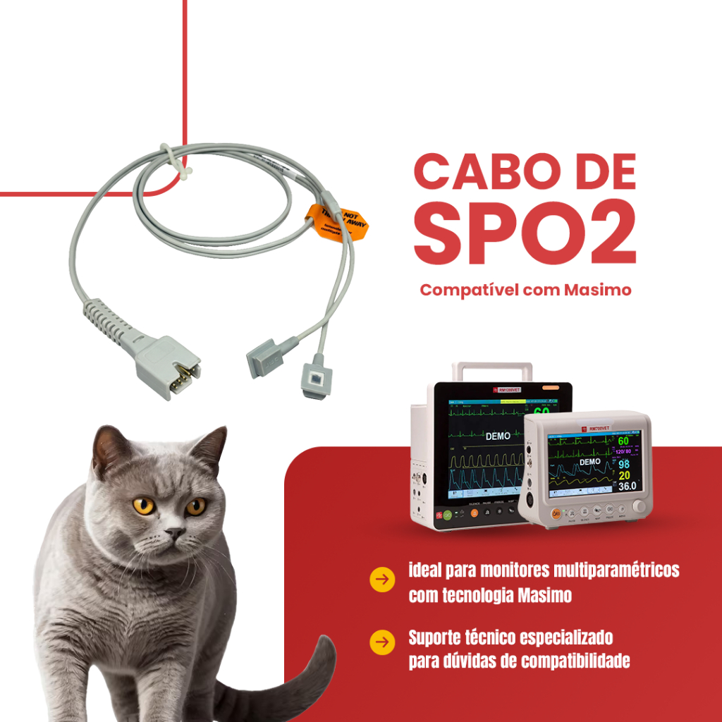 Cabo SP02 Sensor de Oximetria BD9 - Compatível com Masimo