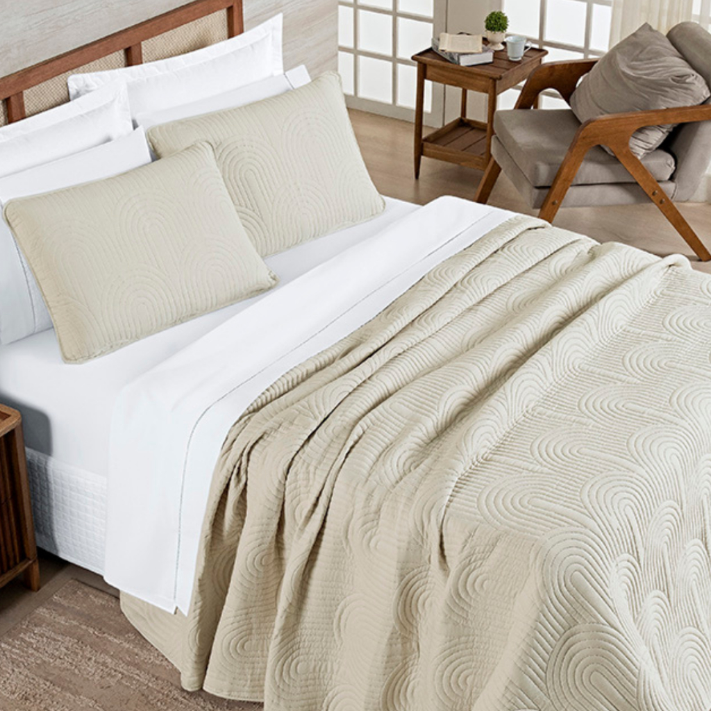 Cobre Leito 200 Fios Dupla Face 3 Peças Casal Queen King Colcha Super Soft