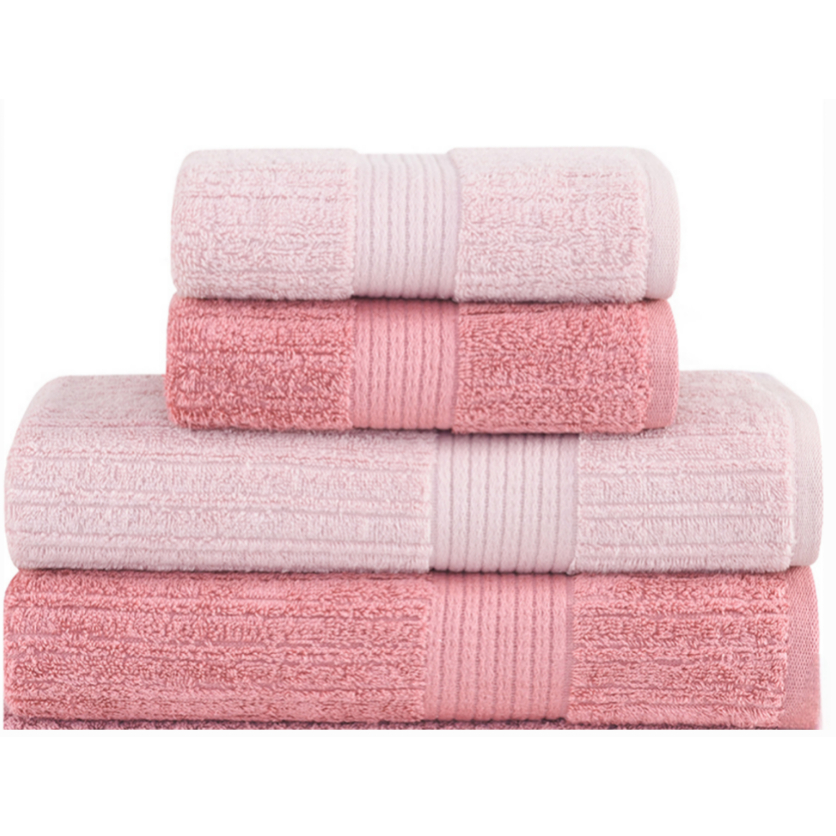 Jogo De Banho Buddemeyer – Toalha Fio Penteado Canelado – 100% Algodão – Kit Banho e Rosto – 4 Peças