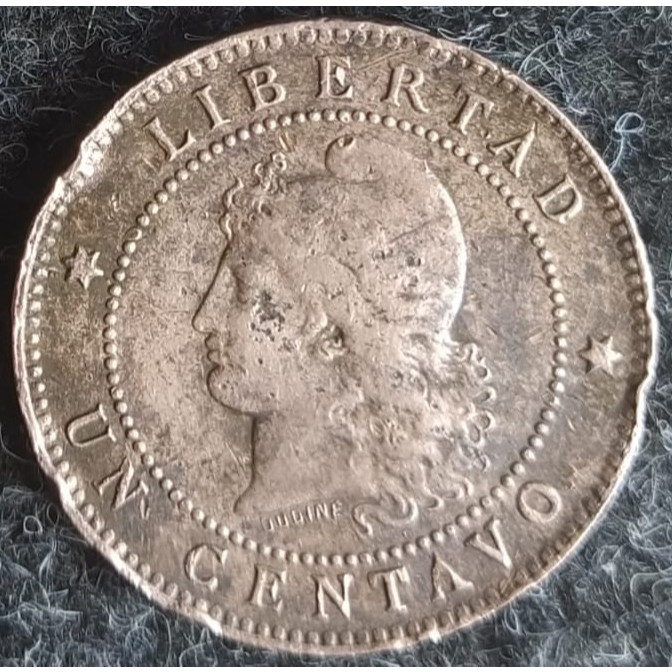 JR-753 Moeda Argentina 1 Centavo 1895 (Bronze) - Período Peso Argentino 1881 - 1969