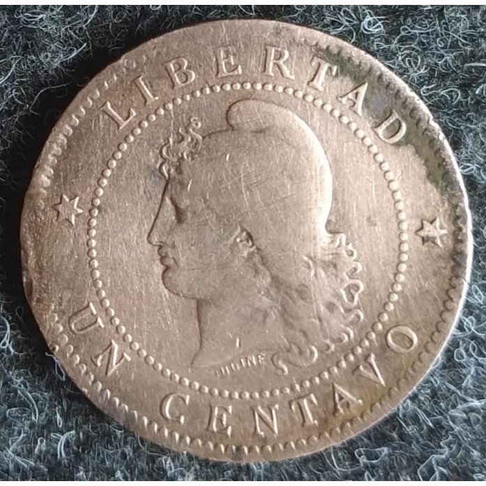 JR-751 Moeda Argentina 1 Centavo 1892  (Bronze) -  Período Peso Argentino 1881 - 1969