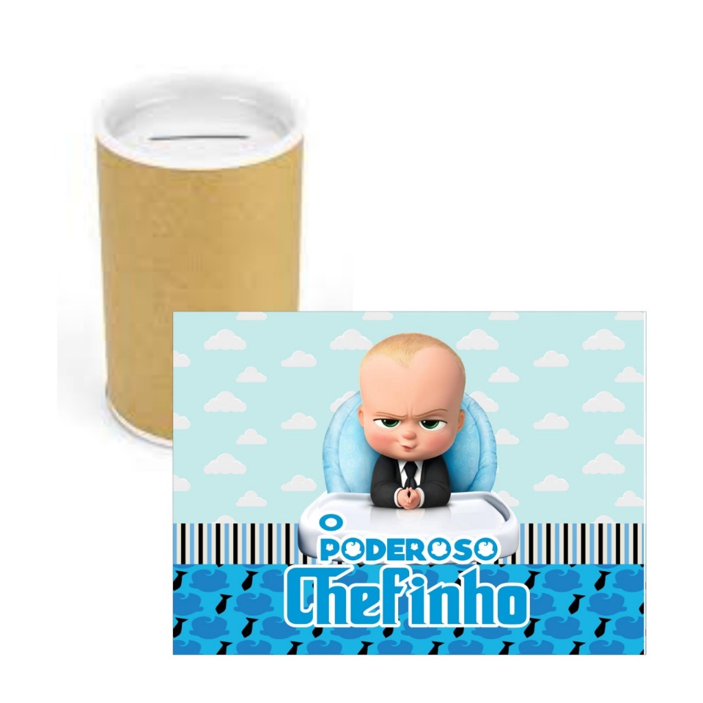 Cofrinho de Papelão + Adesivo Poderoso Chefinho VÁRIAS CORES - Cofre Lembrancinha Festa Aniversário