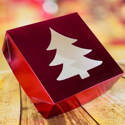 10 CAIXA C/ VISOR ARVORE 15X15X5 LAMINADA VERMELHA - NATAL LUZ 5670 (NATAL 2025 IDEIA) (CHOCO)