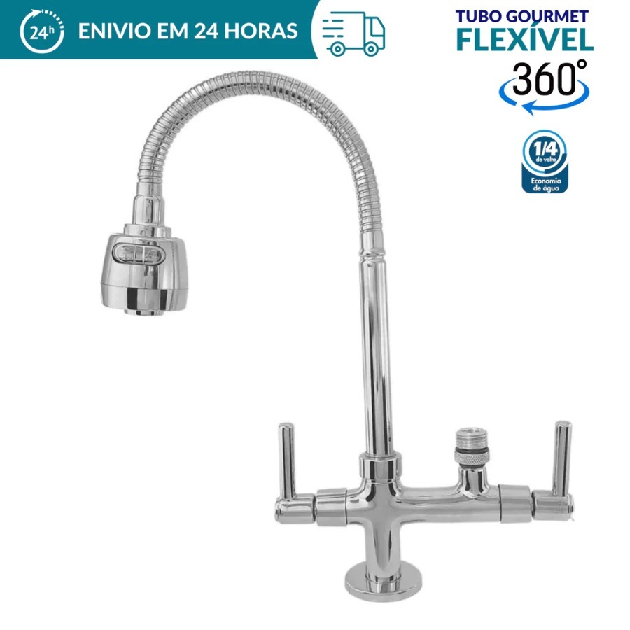 Torneira Gourmet de abs bancada para filtro ou maquina Cozinha de metal 1/4, 1/2, 3/4 LAVA LOUÇA