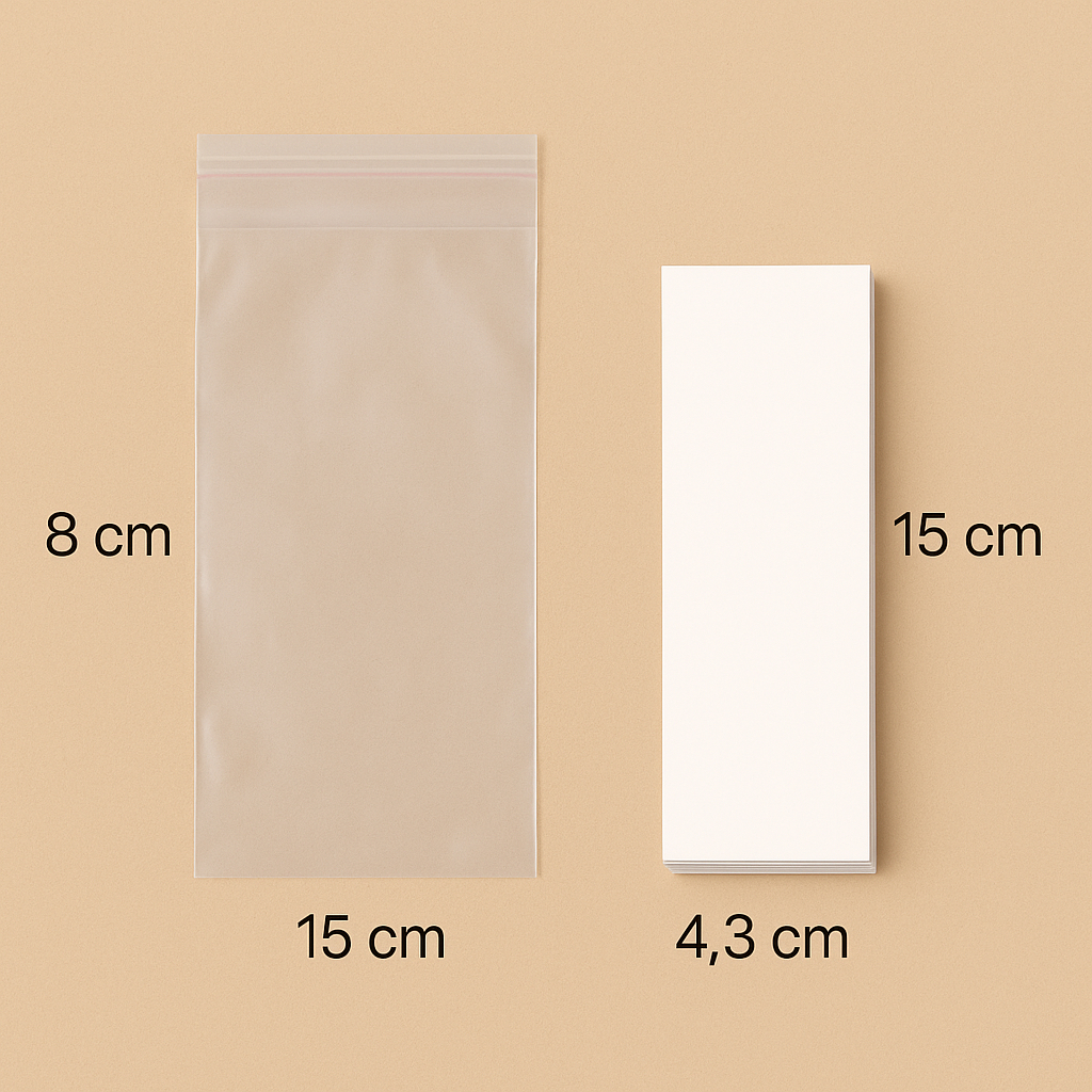 Embalagem Criativa:100 Papeletas Para Laços 4,0 x14,5 +100 Embalagem 8x15 cm | Valorize seus Acessórios com destaque.