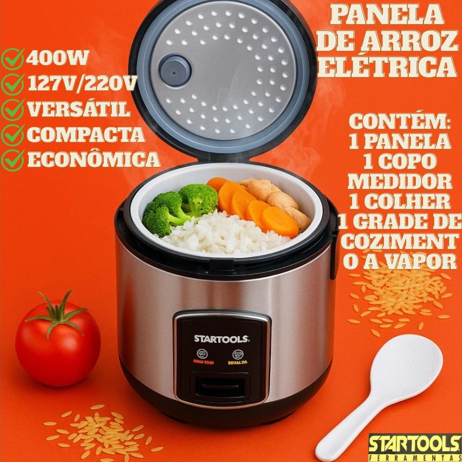 Panela De Arroz Elétrica 1L  127V Ou 220V 400WCom Copo Medidor Colher E Grade De Cozimento A Vapor em Oferta na Shopee