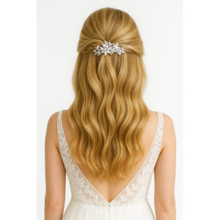 Enfeite arranjo de cristal prata pente para penteados casamento acessório chic noivas madrinhas floristas em Oferta na Shopee