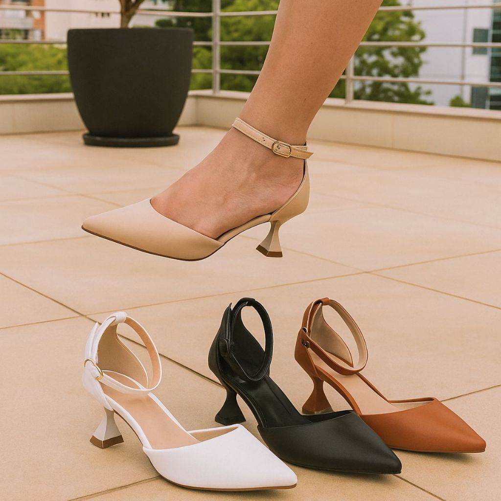 SCARPIN FEMININO BICO FINO ELEGANTE SALTO TAÇA NOIVA CONFORTÁVEL MODA FESTA TENDÊNCIA em Oferta na Shopee