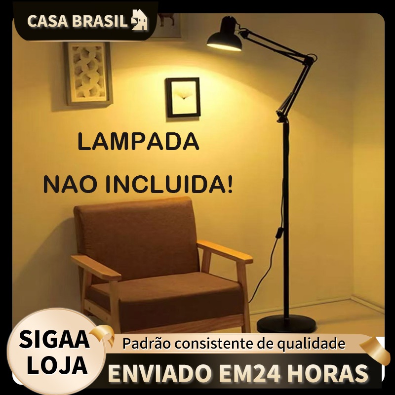 110/220V Luminária 1,9m Articulada Chão Pedestal Piso Abajur Lustre