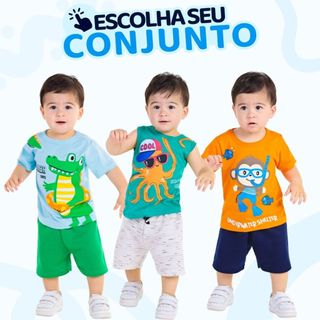 Conjunto Bebe Masculino  Menino Infantil  Verão Manga Curta  Roupas de Bebê Tamanho 1 ao …
