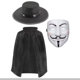 FANTASIA V DE VINGANÇA CHAPEU CAPA E MASCARA HALLOWEEN em Oferta na Shopee