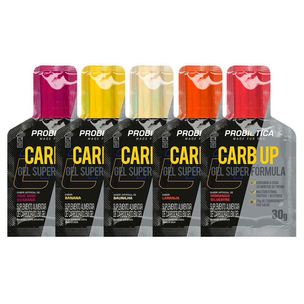 Carb Up Super Fórmula Probiótica Kit 5 Sachês 30g Cada Gel de Carboidrato