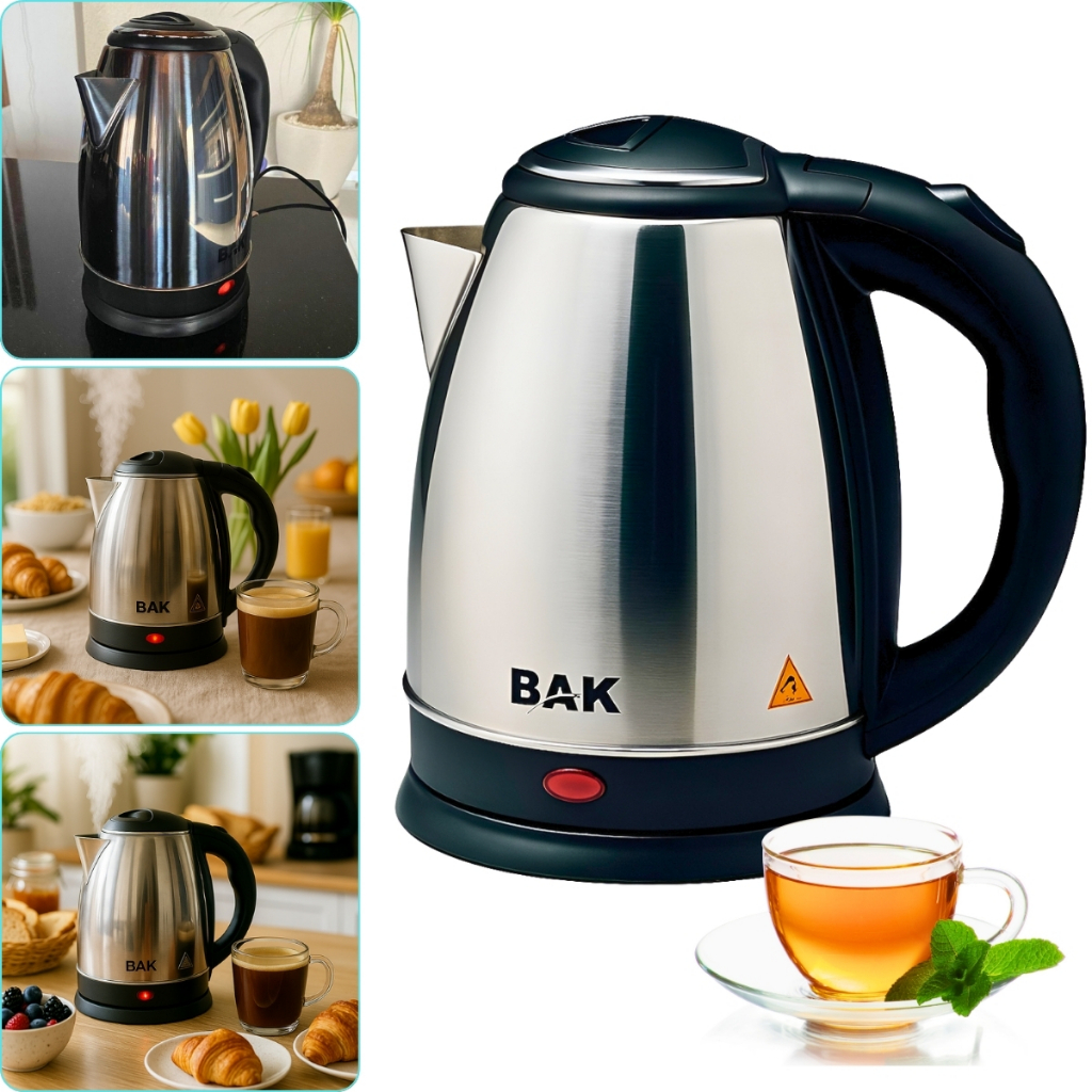 Chaleira Elétrica em Aço Inox 1.8 Litros Voltagens 127v ou 220v Chaleira Moderna Com Desligamento Automático Modelo BAK