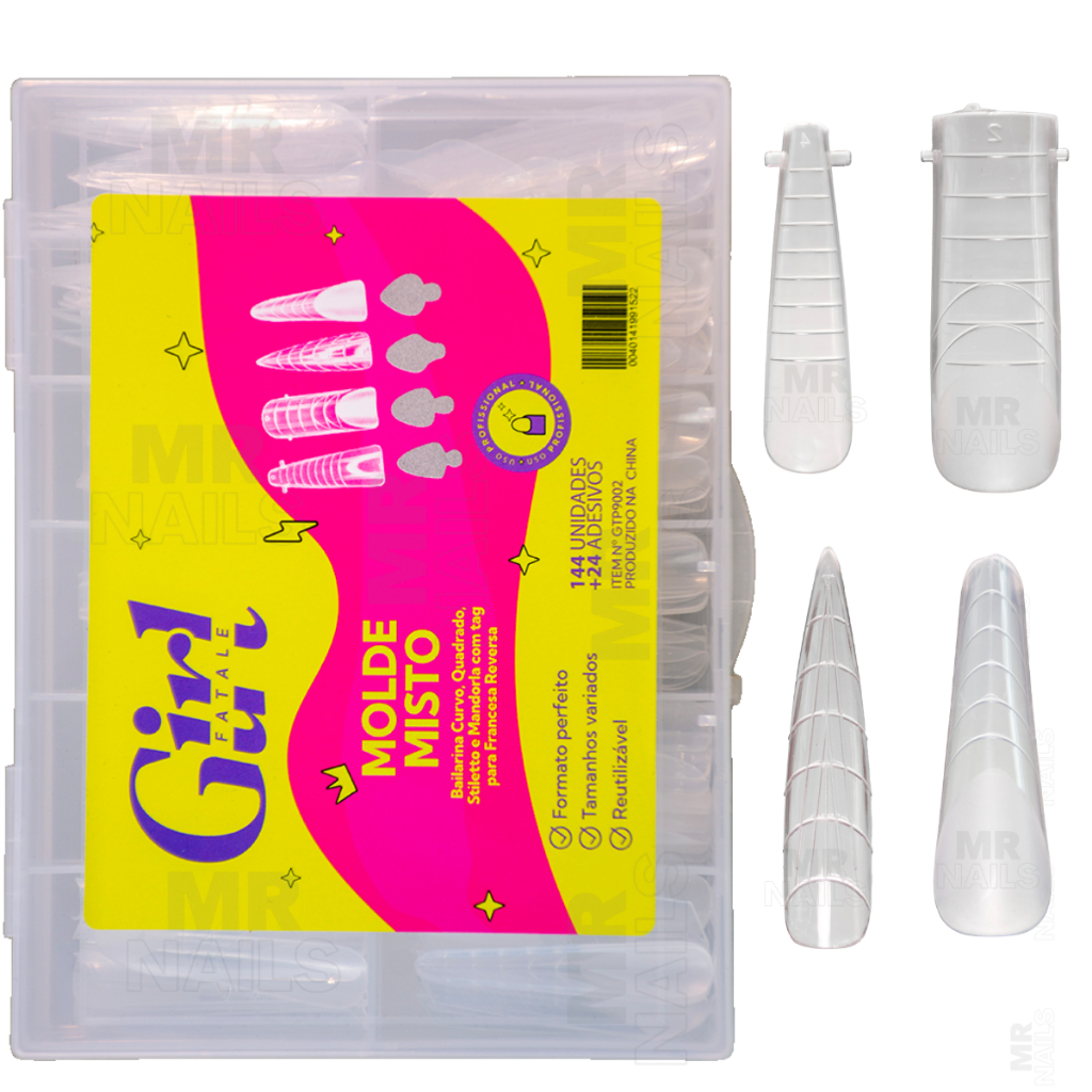 KIT144 UNIDADES MOLDE F1 BAILARINA ALMOND RUSSO STILETTO QUADRADO BAILARINA 4 MODELOS POLIGEL POLYGEL UNHAS DE GEL