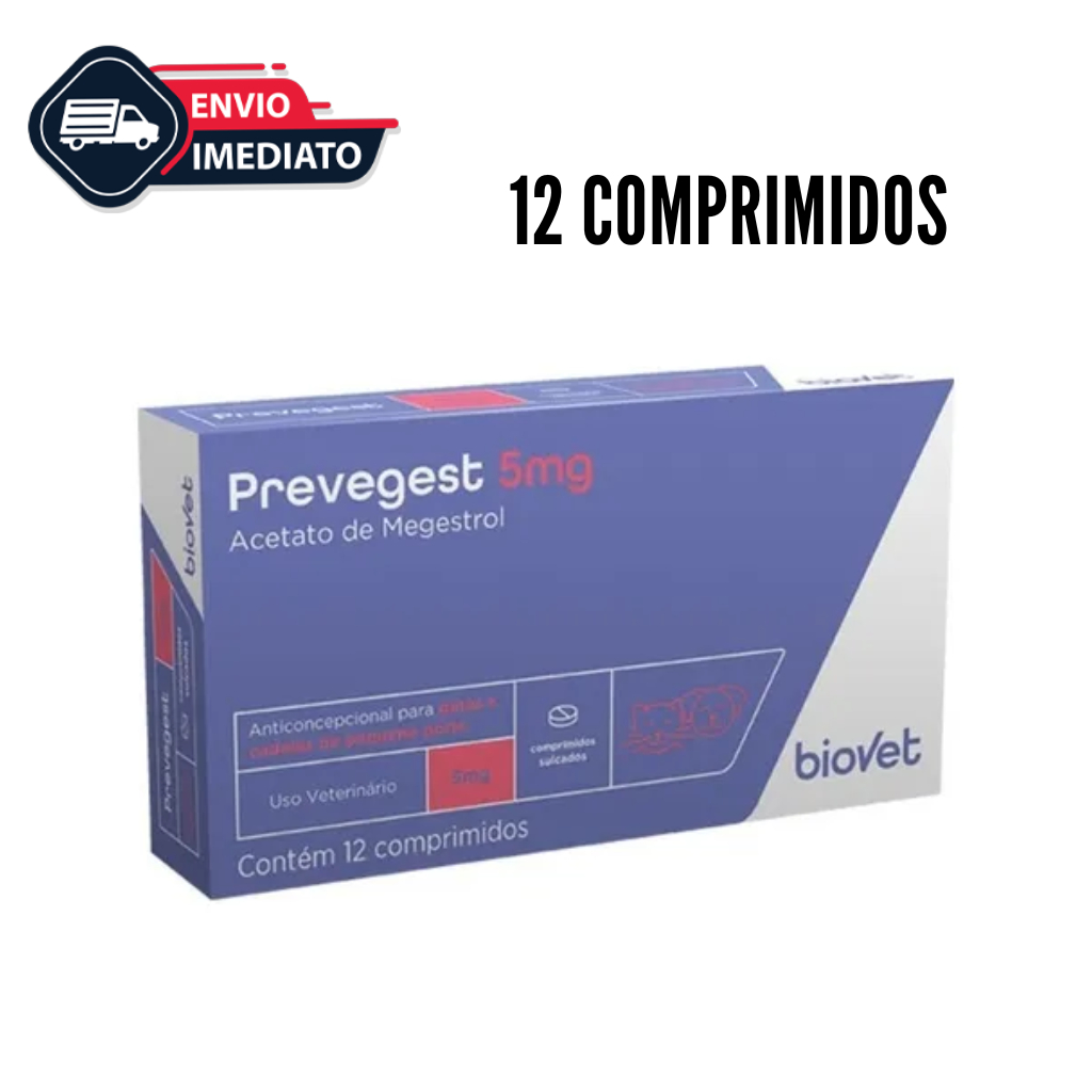 ANTI CIO PARA CADELAS E GATAS Prevegest 5mg OU 20mg - 12 Comprimidos - Biovet