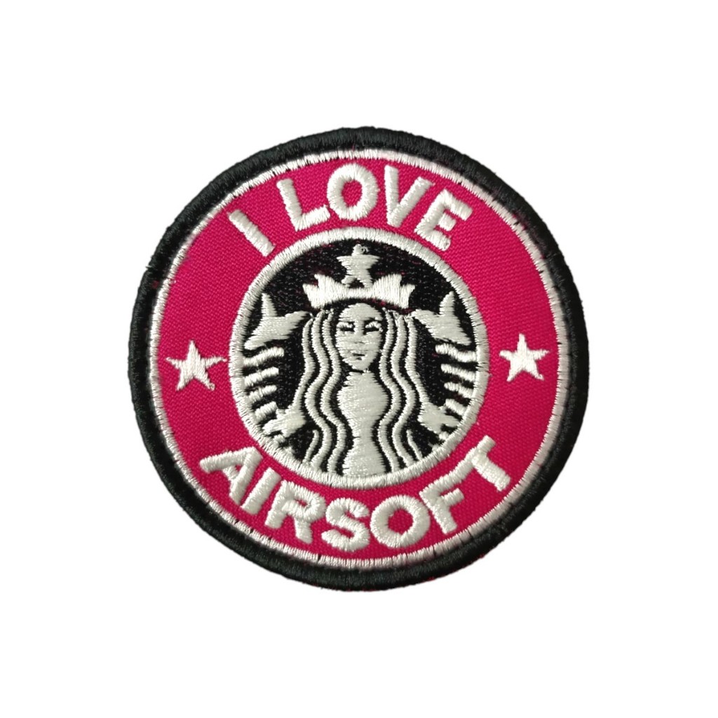 Patch Emblema I Love Airsoft Coffee Bordado com Velcro Airsoft Paintball - Ponto Militar