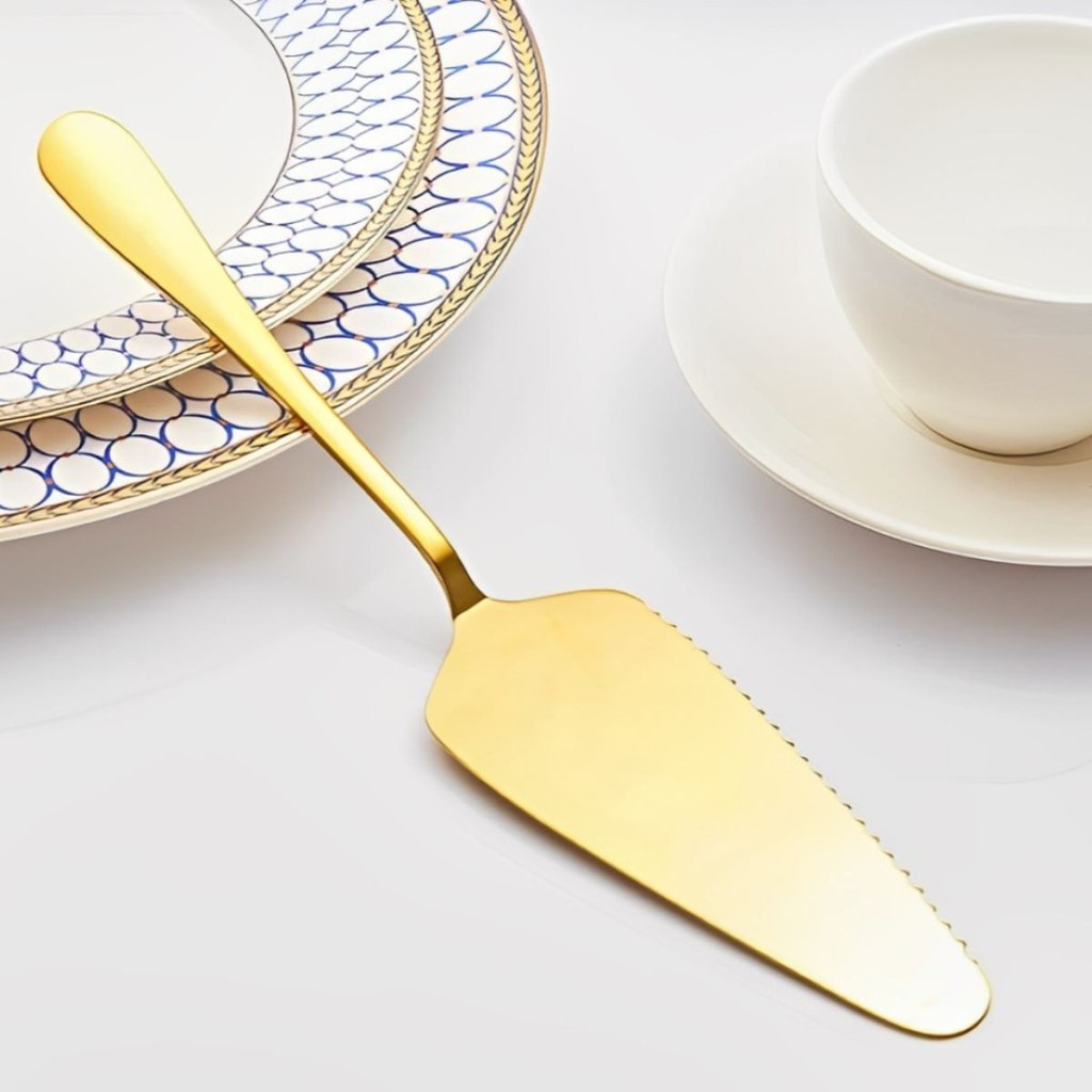 Espatula Aço Inox Dourada Para Bolo Torta de Servir 22,5 Mesa Posta