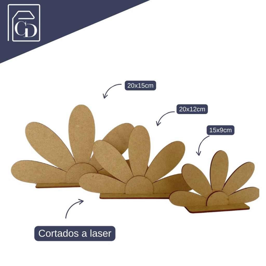 Kit Trio Margarida 3D para Festa e Mesa – MDF Cru para Pintar e encantar