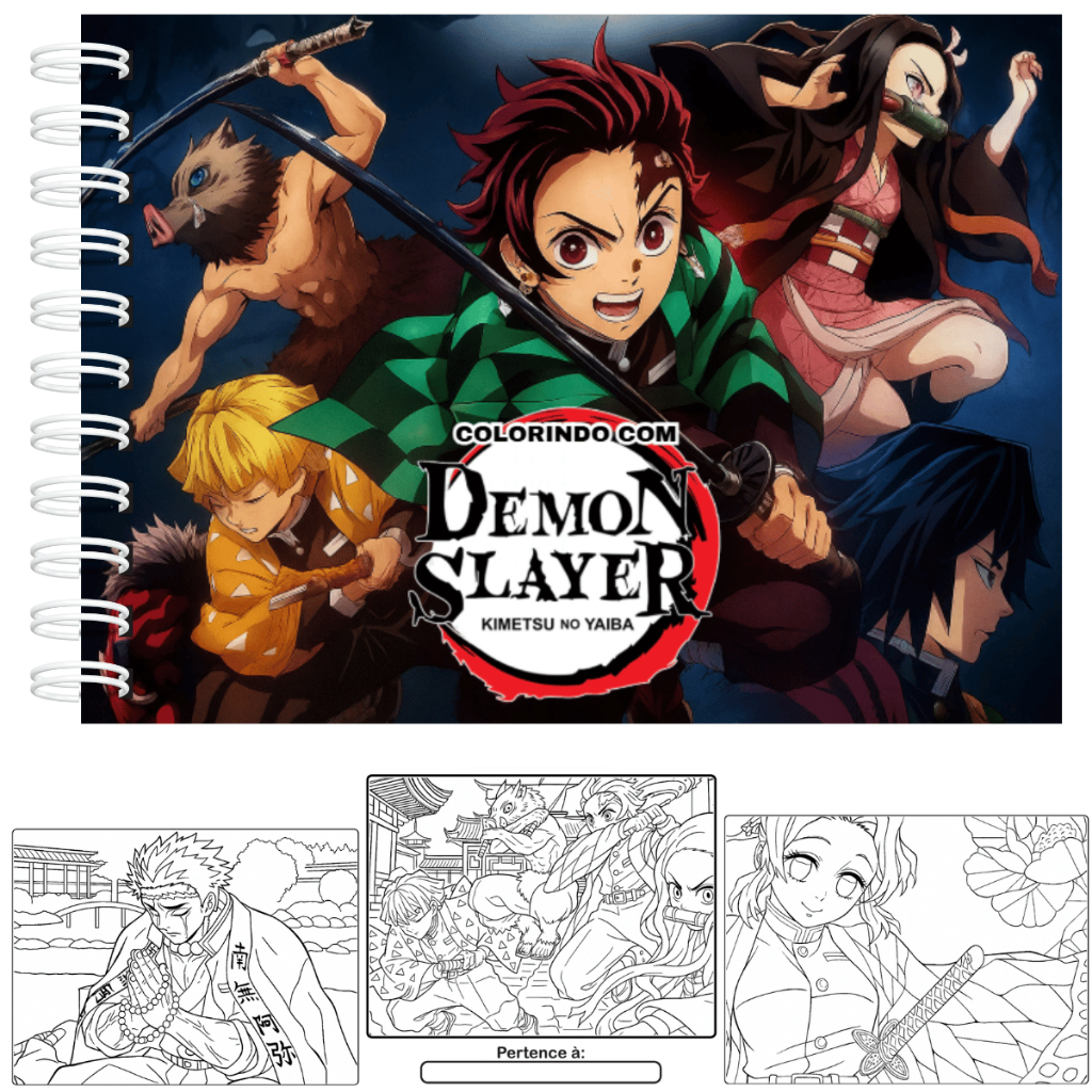 Livro de Colorir Demon Slayer Capa Dura 50 Folhas 180g + Acetato em Oferta na Shopee