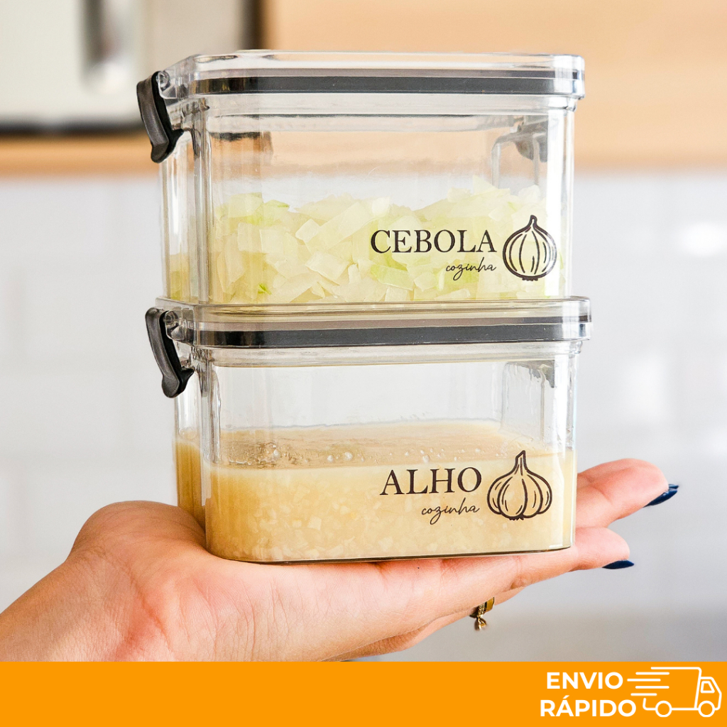 Potes Herméticos Geladeira | Porta-Alho, Porta-Cebola | 460ml/950ml - Porta Mantimentos