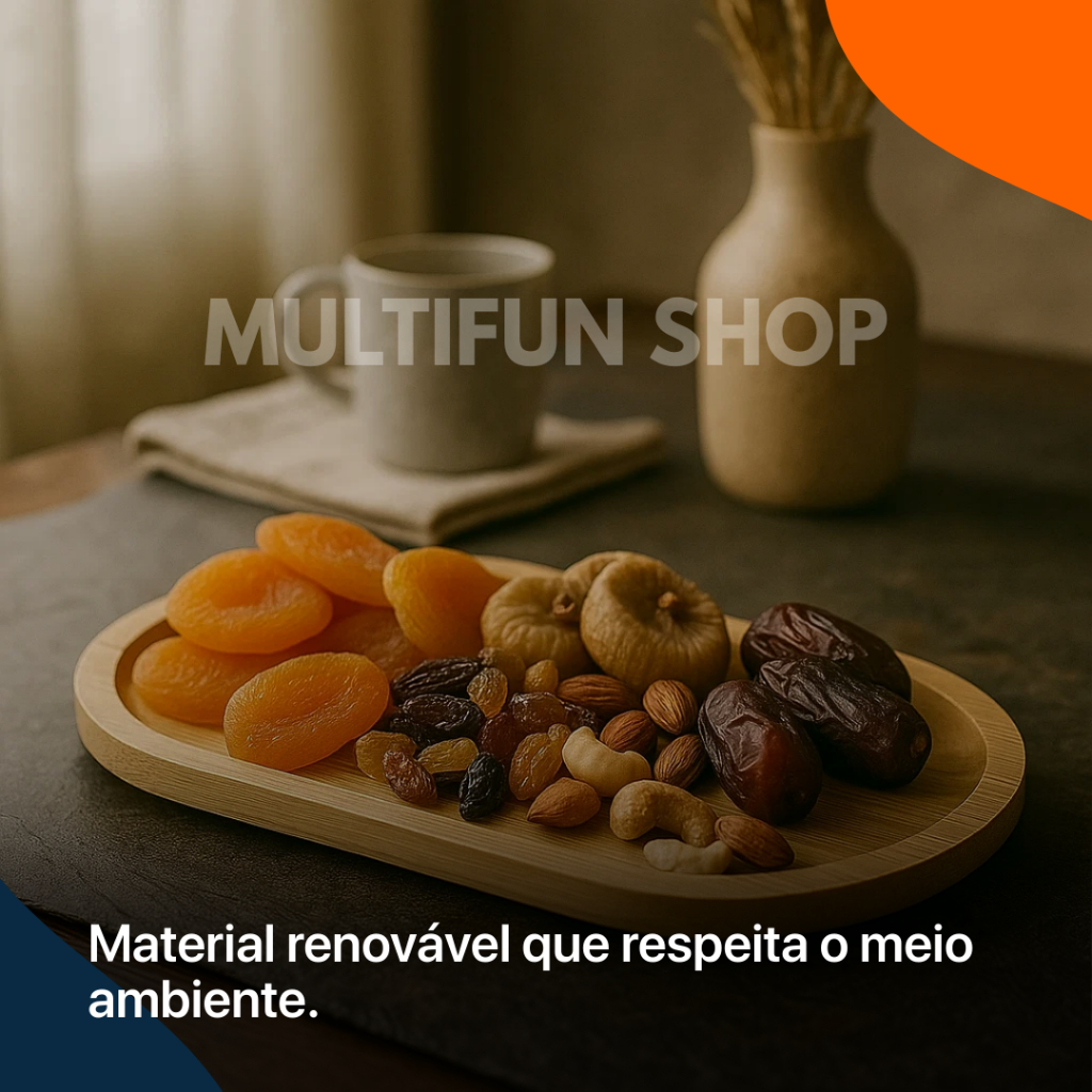 Petisqueira Bandeja Multiuso de Bambu – Para Petiscos, Frutas e Café – Visual Minimalista e Charmoso