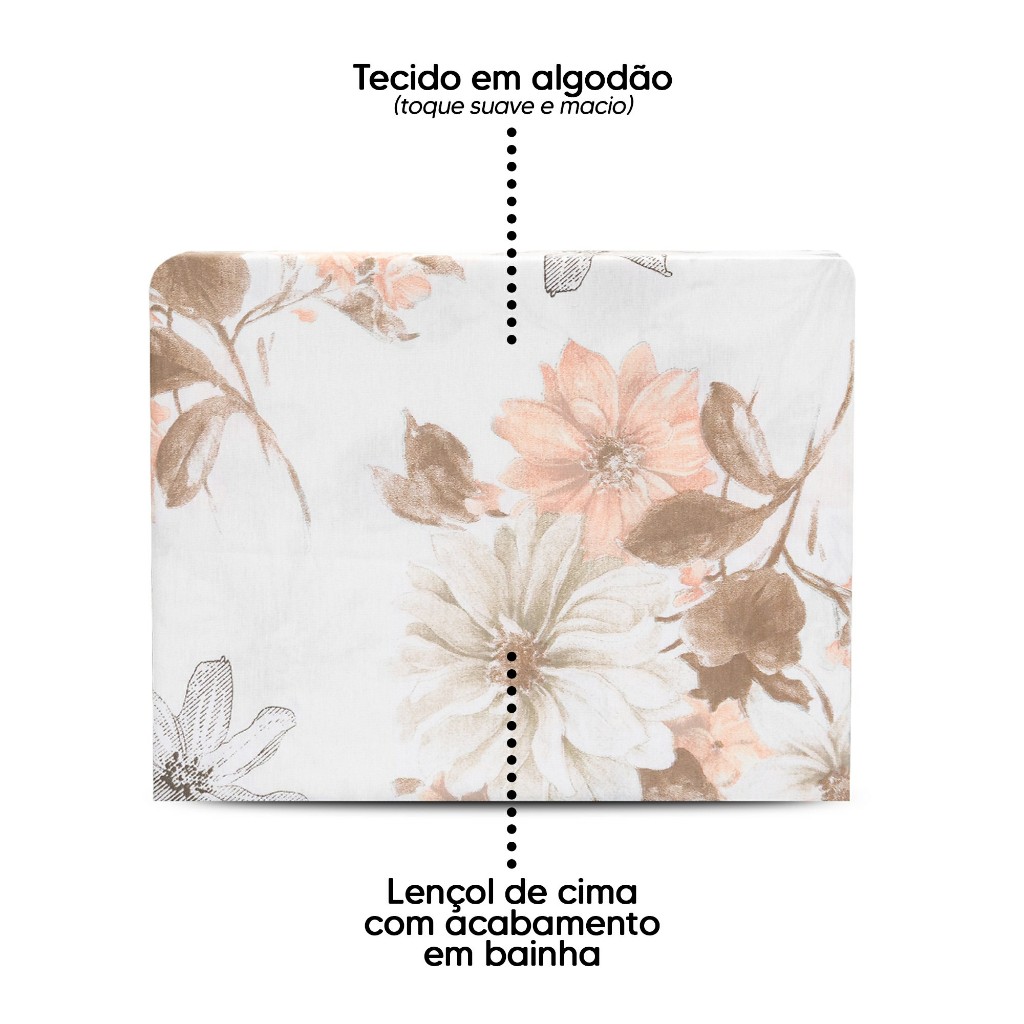 Lençol King Avulso de Cima Bainha Estampado Percal 180 Fios