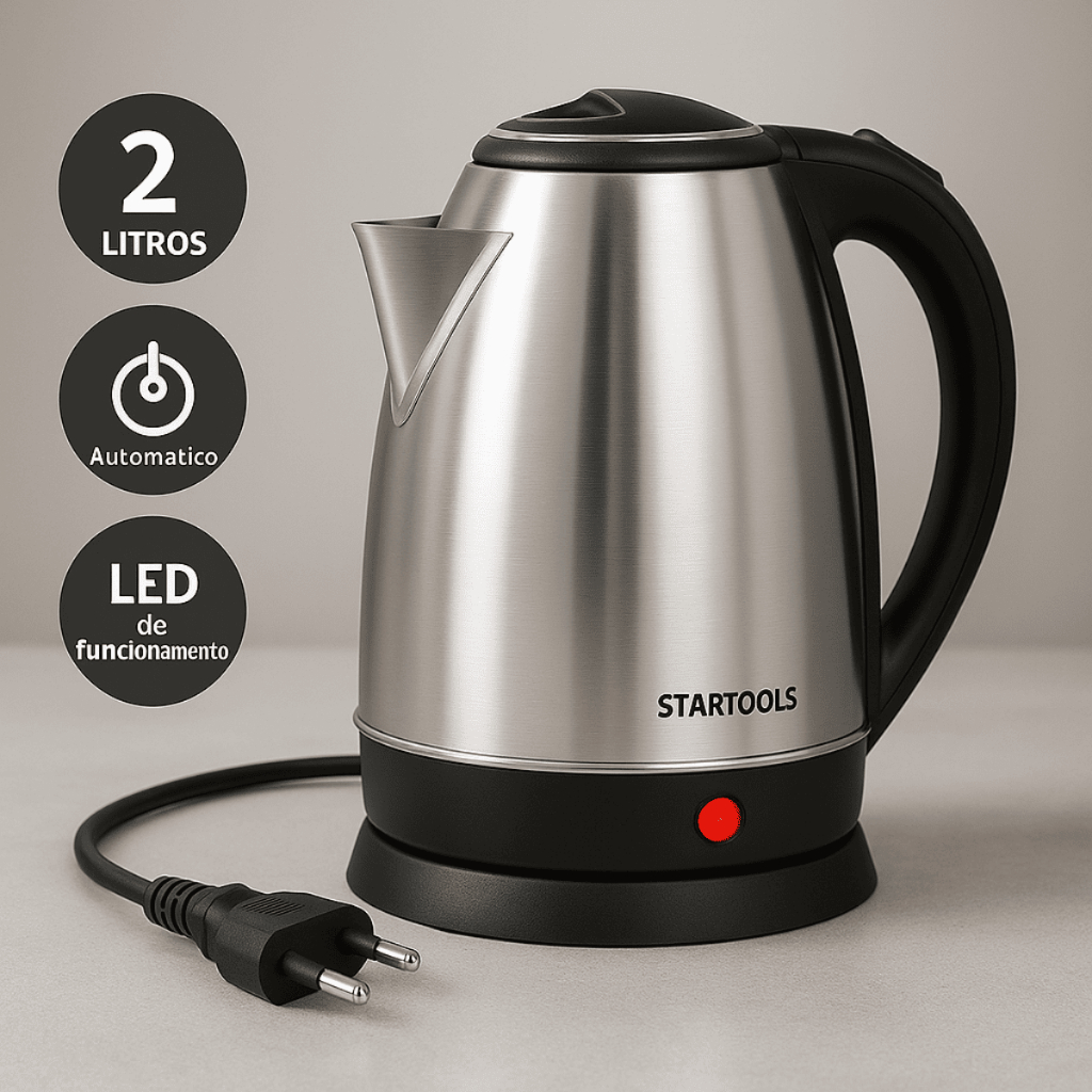 Chaleira Jarra Elétrica Inox 2 Litros Automática 1500W Desligamento Seguro 127V 220V Café Chá Água em Oferta na Shopee