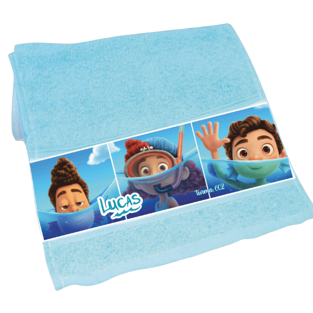 Kit com 3 toalhinhas de mão boca  FILME LUCA LUCCA Personalizada com nome - Lancheira Presente Toalhinha Lavabinho