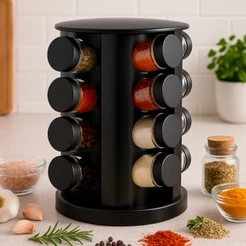 Porta Condimento -16 Potes Giratório - Base Inox - Bhz Store