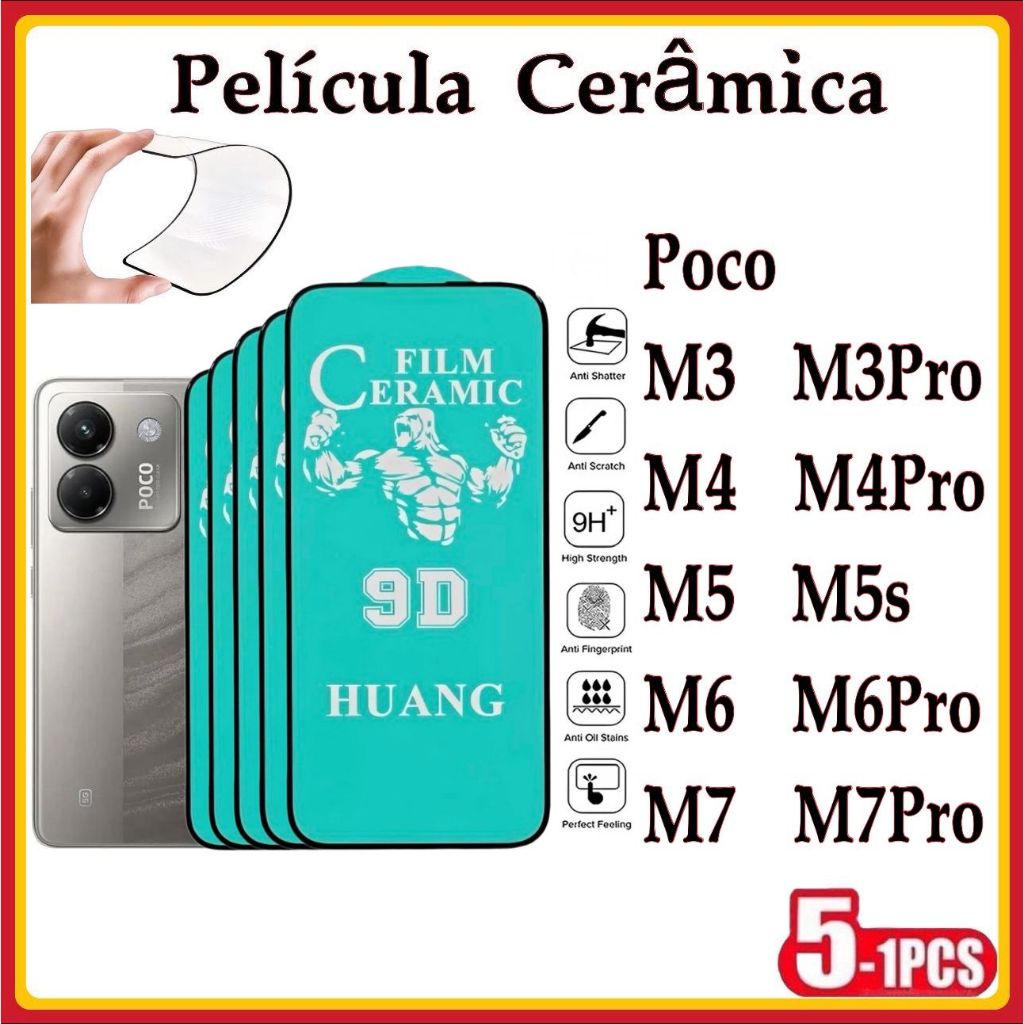 Película Cerâmica 9D 3D XIAOMI Gel Hidrogel Redmi Poco M3 M3Pro M4 M4Pro M5 M5S 