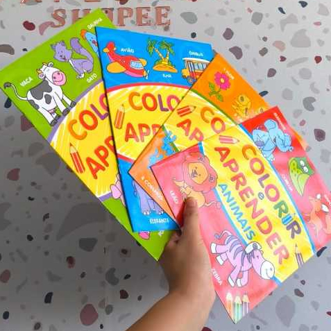 Kit 4 Livros Colorir e Aprender 16 Páginas Cada Fazenda Vogais Números Animais Escolar Educacional