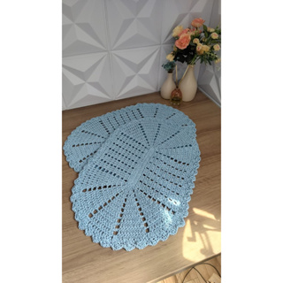 Par de tapetes oval em crochê em Oferta na Shopee
