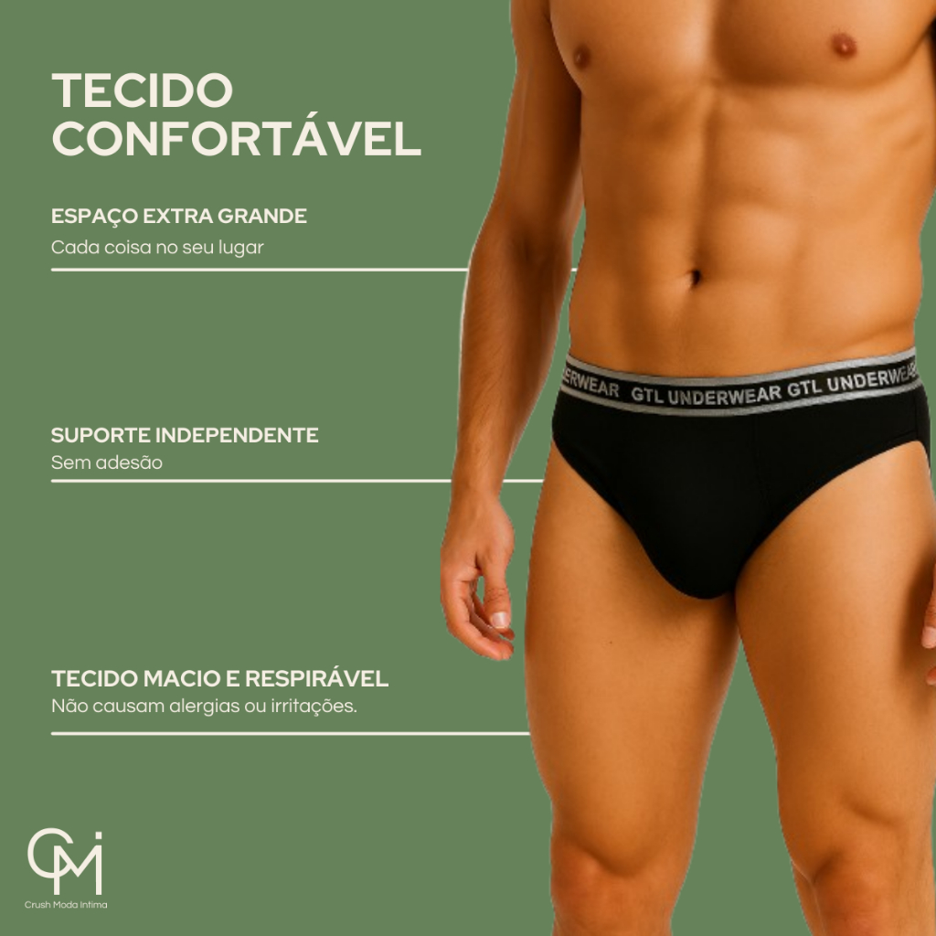 Kit Com 3/5/10 Cuecas Slip Adulto Masculina Tradicional Microfibra