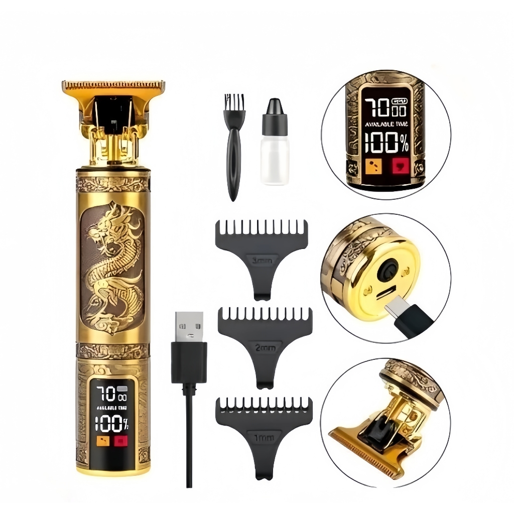 Máquina Cortar Cabelo Com Led Profissional Alta Qualidade Bateria Recarregável Máquina Dragão