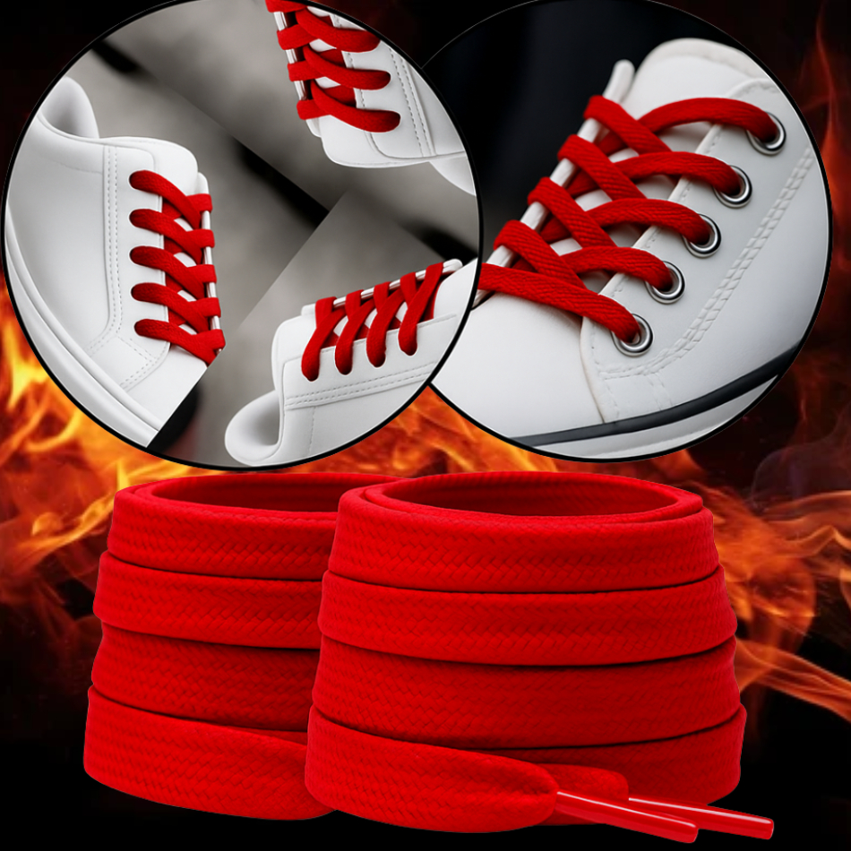 Par de Cadarço Infantil Chato 70 cm Vermelho – para Calçados do 18 ao 27 Qualidade Escola Renove